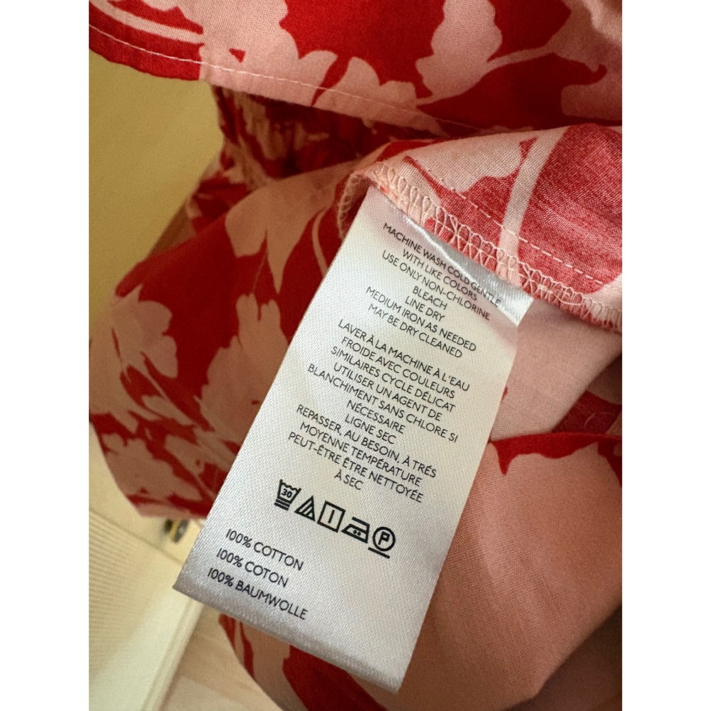 ANTHROPOLOGIE Somerset Mini Dress Womens Red Peach All Over Print Floral Size LP - Picture 8 of 11